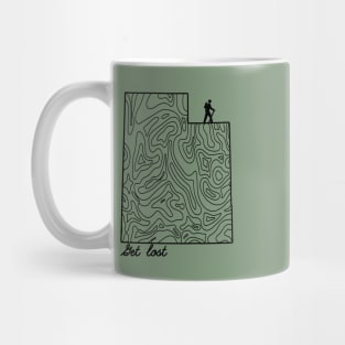 Get Lost Hiking Topographic Art Hike Utah State Map Mug